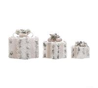 Lot de 3 boîtes lumineuses de Noël avec 3 tailles différentes et fonction minuterie, pour sapin de Noël, escaliers, cheminées, blanc (lueur)