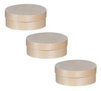 Lot de 3 Boîtes rondes en bois avec couvercle et intérieur recouvert de papier alimentaire : maison, cuisine, rangement, loisir créatif, DIY, personnalisable, alimentaire, boîte à camembert (16.5x6cm)