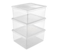 Keeeper Boîte de rangement avec Système Air Control, Lot de 3, Hauteur : 18 cm, 3 x 18 l, 39 x 33,5 x 18 cm, Bea, Transparent