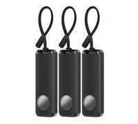 Lot de 3 boîtiers de batterie étanches, pour AirTag, IPX7 résistant aux chocs, fonctionne avec 2 piles AA, pour une durée de vie prolongée, coque de protection en ABS avec porte-clés, noir