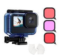 Lot de 3 boîtiers étanches pour caméra d'action GoPro Hero13/12/11/10/9 avec filtre de plongée, protection sous-marine GoPro - Kit d'accessoires de filtre de correction des couleurs