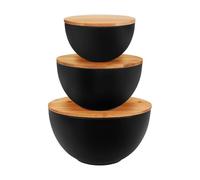 Lot de 3 bols à mélanger pour le rangement, récipients gigognes avec couvercles en bois faciles à nettoyer, récipient de service pour la cuisine, la pâtisserie, la préparation des repas, les frites
