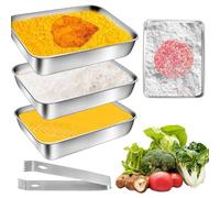 Lot de 3 bols à panure en acier inoxydable, 25 cm x 19 cm x 5 cm, pour escalopes, viande, poisson et légumes