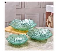 Lot de 3 bols décoratifs en forme de fleur moderne de style nordique en cristal nacré blanc, simple récipient pour snack, grande capacité pour la décoration intérieure (bleu)