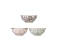 Lot de 3 bols en grès violet, motifs en relief - Bloomingville, Maya - 17x16x8 cm