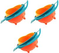 lot de 3 bols gyroscopiques anti-fuites Bol d'alimentation pour bébé avec couvercle - Bol pour bébé 360° enfants - Bol à goûter pas de renversement - Assiette pour bébé pivotante à 360 degrés, pour le