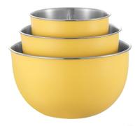 Lot de 3 bols mélangeurs empilables en acier inoxydable 304 avec couvercles, pour la cuisine, la salade, le fouet aux œufs, faciles à nettoyer, économise de l'espace (3 jaunes)