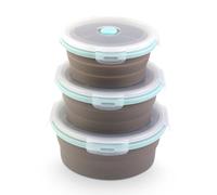 Lot de 3 bols pour micro-ondes avec couvercle, boîtes de conservation avec couvercle, boîtes de conservation avec couvercle hermétique, 350/500/800 ml, boîte en silicone pliable avec couvercle