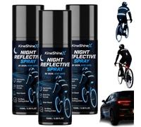 Lot de 3 bombes de peinture réfléchissante transparente à séchage rapide à | Revêtement réfléchissant invisible de jour, spray de sécurité à séchage rapide à base d'eau pour cyclisme de nuit et course à