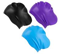 Lot de 3 Bonnets de Bain en Silicone Extra Larges, pour Cheveux Longs, Tresses et Dreadlocks, Confortables, Ajustement près du Corps, Bonne étanchéité, Noir, Violet, Bleu Ciel