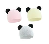 Lot de 3 bonnets d'hiver en coton tricoté au crochet pour bébé de 0 à 3 mois, Set E, taille unique