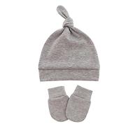 Lot de 3 bonnets pour bébé garçon de 0 à 6 mois - Moufles en coton anti-rayures - Gris