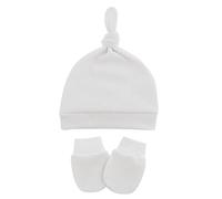 Lot de 3 bonnets pour bébé garçon de 0 à 6 mois - Moufles en coton sans rayures - Blanc