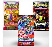 Lot de 3 Boosters Pokémon - Évolutions à Paldéa + Chaos Ascendant + Équilibre Parfait - Version Française - 30 Cartes - Boosters Neufs et Scellés