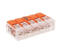 Lot de 3 bornes de raccordement S221 Compact - Connexion rapide - 5 conducteurs avec leviers 6mm² - Orange - Wago