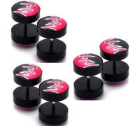 Lot de 3 Boucles d’Oreilles Flammes Rouges 10mm Barbell Feu Haltère à Vis Piercing Clou à Visser Jeu de Goujon Plug Bouchon Faux Écarteur Hypoallergénique fake tunnel cadeau homme femme fille garçon