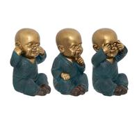 Atmosphera - Set de 3 statuettes Bouddha en résine H21cm doré