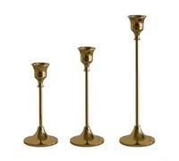 Lot de 3 bougeoirs coniques en métal plaqué or, centre de table de style rétro élégant pour table de mariage romantique, décoration de salle à manger