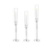 Lot de 3 bougeoirs coniques pour centre de table, bougeoirs en acrylique pour bougies coniques, bougeoirs transparents pour mariage, fête de Noël, événement, décoration de table à la maison