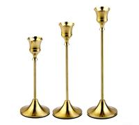 Lot de 3 bougeoirs coniques vintage en laiton noir pour décoration d'intérieur, mariages, dîners et célébrations, compatibles avec la cire traditionnelle et LE (cuivre)