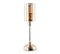 Lot de 3 bougeoirs dorés avec tubes en verre pour la sécurité des flammes, base lestée en métal pour plus de stabilité, parfaits pour la table à manger ou la décoration d'événement (L)