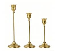 Lot de 3 bougeoirs en laiton pour dîner romantique, cérémonie de mariage, centre de table (doré)