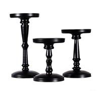 Lot de 3 bougeoirs en métal pour centre de table, conçus pour les bougies LED sans flamme, adaptés pour les fêtes, les mariages et la décoration intérieure (noir)