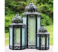 Lot de 3 bougeoirs marocains décoratifs en métal pour Le Ramadan, la décoration intérieure, la terrasse extérieure, Transparent
