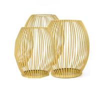 Lot de 3 bougeoirs ovales en métal - Bougeoir créatif vintage - Pour salon, chambre à coucher, anniversaire, mariage, Noël, repas - Décoration de table