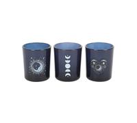 Lot de 3 bougeoirs votifs lune bleue