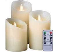 Vivezen - Lot de 3 bougies à LED 10, 12,5 et 15 cm en cire avec télécommande, flamme vacillante