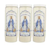 Lot de 3 Bougies de Neuvaine de la Vierge Miraculeuse avec prières - Bougie Neuvaine - Culte Chrétien en Cire végétale