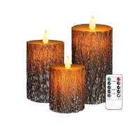 Lot de 3 bougies de Noël sans flamme vacillante avec télécommande | Bougie LED à piles avec minuteur en cire véritable pour Noël, vacances, mariage, maison de patrie