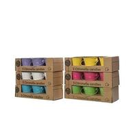 LOT DE 3 BOUGIES EN CIRE À LA CITRONNELLE SEAU EN FER DÉCORATIF COLORÉ