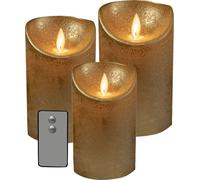 lot de 3 bougies LED en cire véritable Télécommande Bougie de cire sans flamme