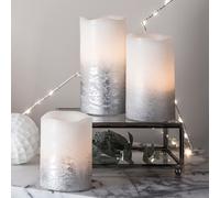 Lot de 3 Bougies LED Finition Patine Argentée à Piles