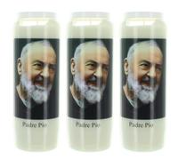 Lot de 3 Bougies Neuvaine de Padre Pio 17,5cm - Bougie Neuvaine - Culte Chrétien en Cire végétale