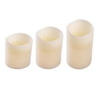 Homéa, Set de 3 Bougies LED Pilier Pls Ivoire D7,5 x H10/12,5/15 cm LED Blanc Chaud