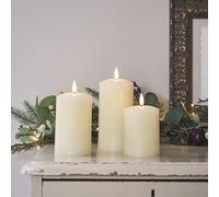 Lot de 3 Bougies Piliers Flamme Réaliste à LED TruGlow®