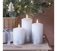 Lot de 3 Bougies Piliers Ombrées Argentées TruGlow® avec Télécommande