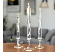 Lot De 3 Bougies Piliers Rechargeables en Verre Non Parfumé, Lampes À Huile Non Parfumées for Intérieur, Lampes Transparentes en Verre Borosilicate for Décoration De Cheminée(1set)