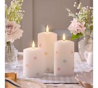 Lot de 3 Bougies Piliers Télécommandées TruGlow® à Motif Fleurs Printanières
