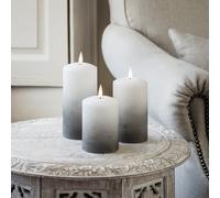 Lot de 3 Bougies Piliers TruGlow® à LED Effet Ombré Argenté avec Télécommande