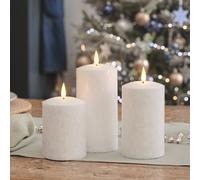 Lot de 3 Bougies Piliers TruGlow® Effet Givré à LED avec Télécommande