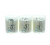 Lot de 3 bougies veilleuses Notre Dame de Lourdes 6cm - Bougie Votive - Culte Chrétien en Cire végétale