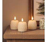 Lot de 3 Bougies Votives TruGlow® Ivoire Motif Tourbillon à LED avec Télécommande