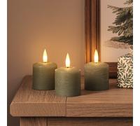 Lot de 3 Bougies Votives TruGlow® Vertes Effet Vieilli à LED avec Télécommande