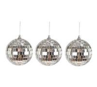 Lot de 3 boules à facettes - Décoration - Fête - A suspendre - 8cm diamètre - Argent Argent