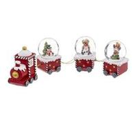 Lot de 3 Boules à Neige Noël Train 20cm Rouge G