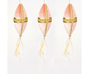 Lot de 3 Boules de Noël en Forme de Noix Rose Clair 7 x 30 cm - Décorations à Suspendre pour Sapin de Noël sur Le thème des Contes de fées